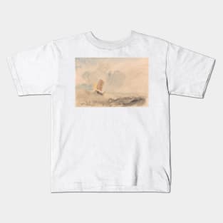 A Sea Piece - A Rough Sea with a Fishing Boat by J.M.W. Turner Kids T-Shirt